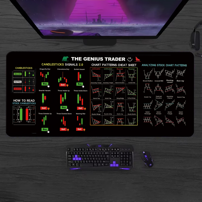 Home Office Keyboard And Mouse - EXCO Stock Market Trader lederen muismat