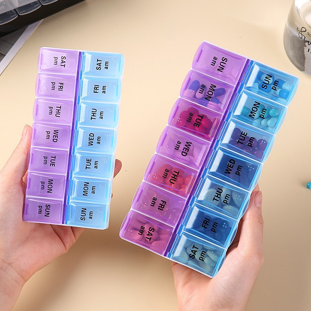 Home Office Setup - 14 compartimenten Onafhankelijke pillendoos Draagbare medicijndoos