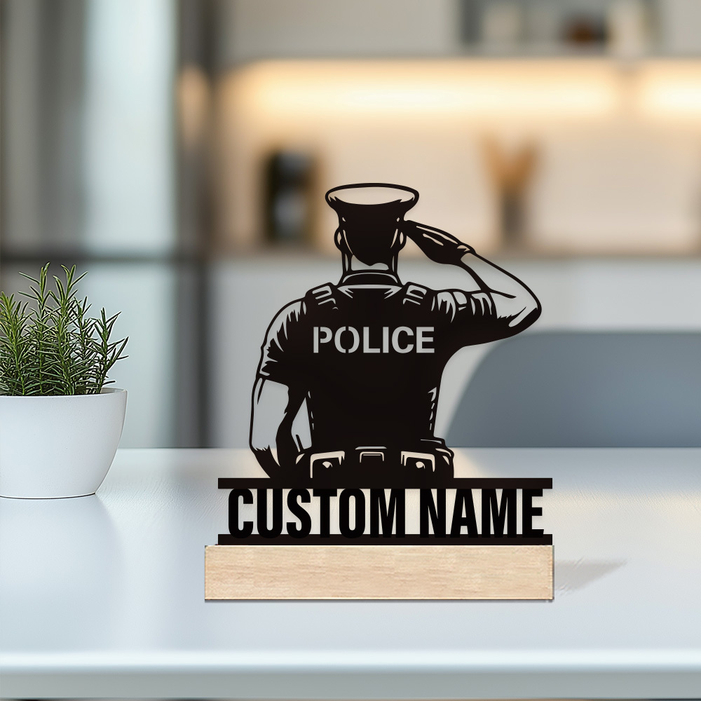 Home Office Setup - Gepersonaliseerd metalen politiebadge, gepersonaliseerde naamplaat voor