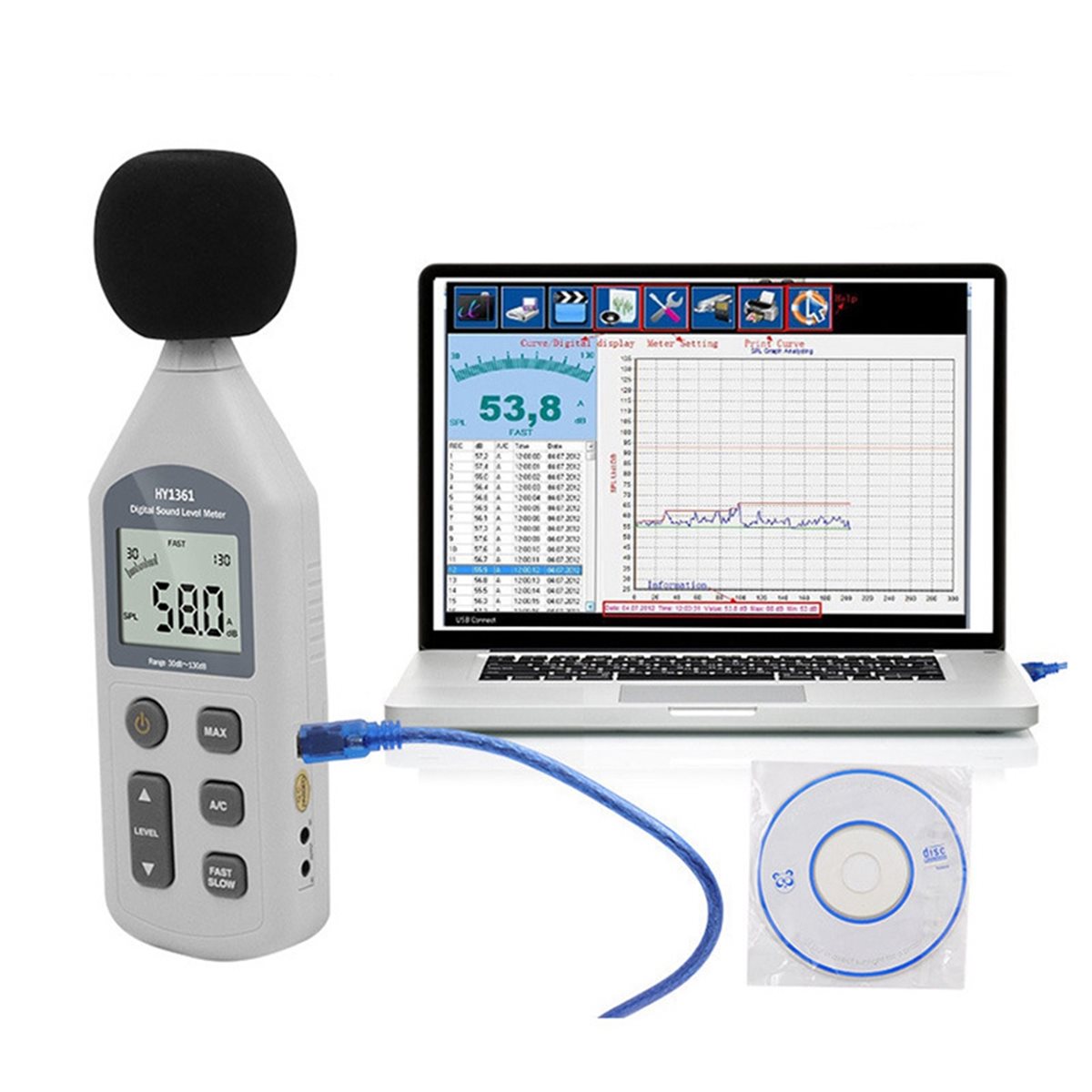 Home Office Updates - update. Digitale decibelmeter USB-geluidsniveaumeter Omgevingsgeluidstester Detectormonitor