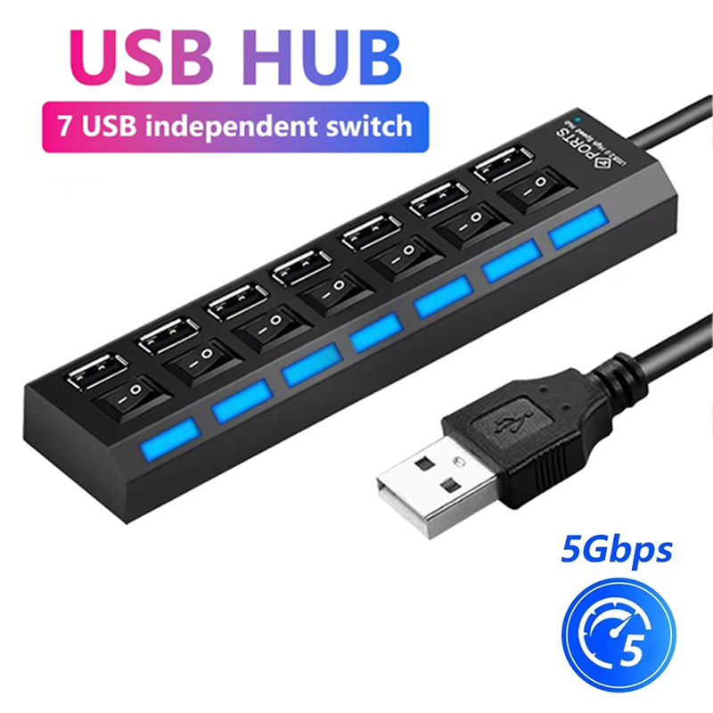 Home Office Setup - 7-poorts USB 2.0 hubsplitter voor laptopcomputeraccessoires