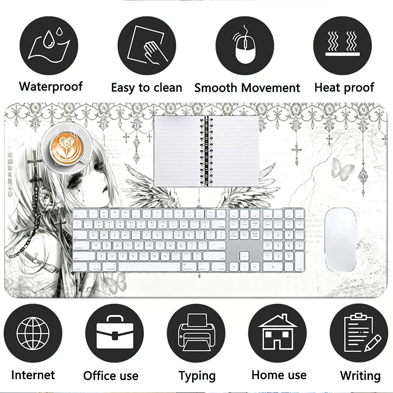 Leren muismat Zwart Wit Anime  - Home Office Keyboard And Mouse recensie en prijs