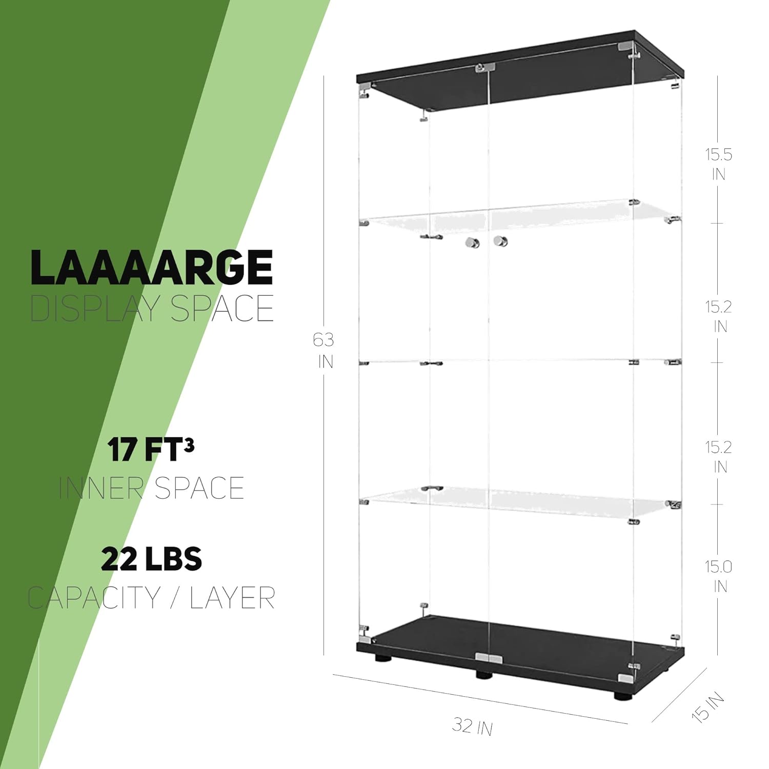 Glazen vitrinekast met 4 plank - Home Office Living Room recensie en prijs