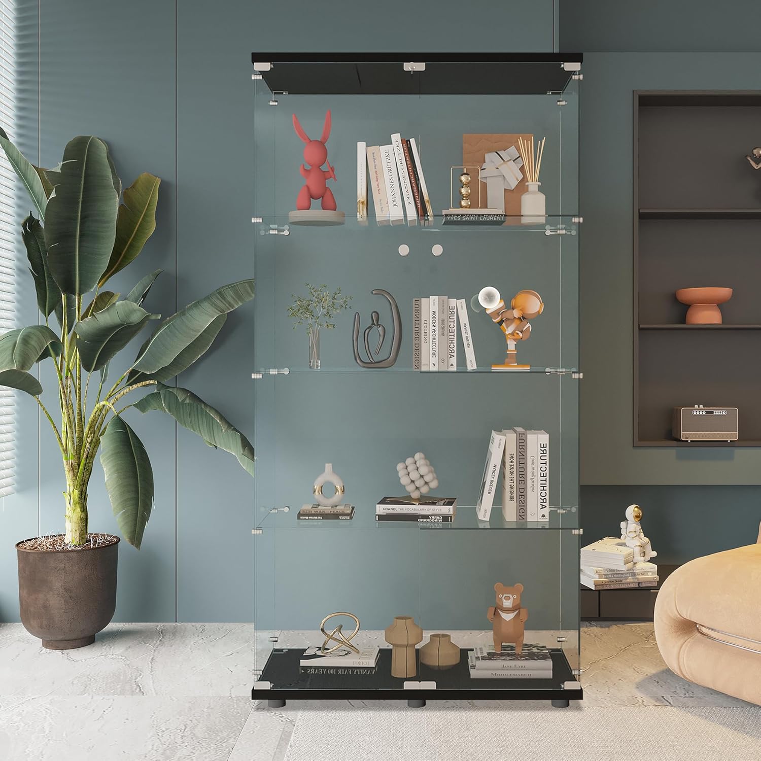 Glazen vitrinekast met 4 plank - Home Office Living Room recensie en prijs